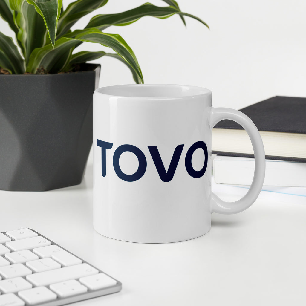 White glossy TOVO Only Logo mug